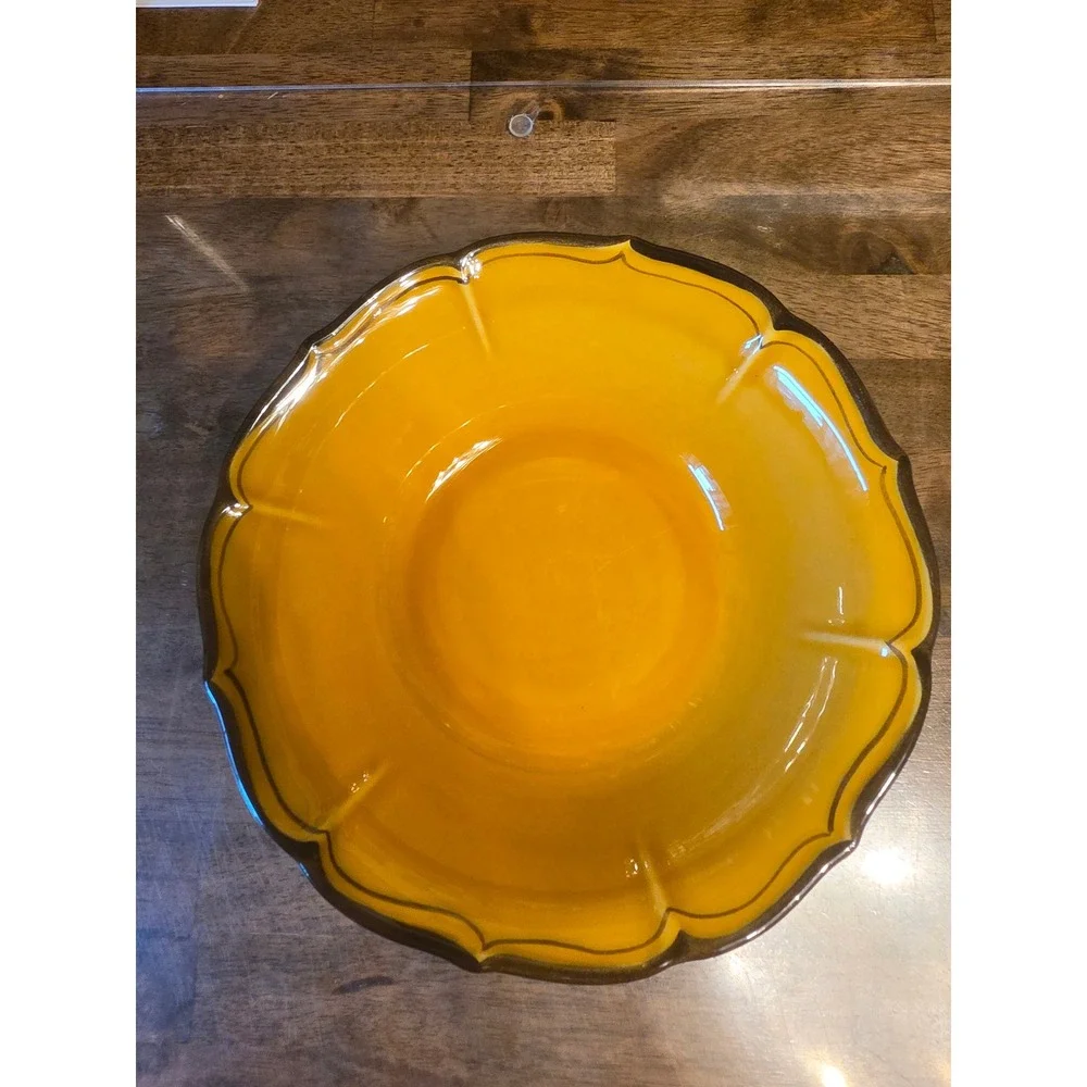 Metlox Poppy Trail Yellow Scalloped Bowl Vintage California Pottery 176 8.5in